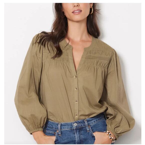 Cleobella Olive Button-Up Blouse - Picture 1 of 11